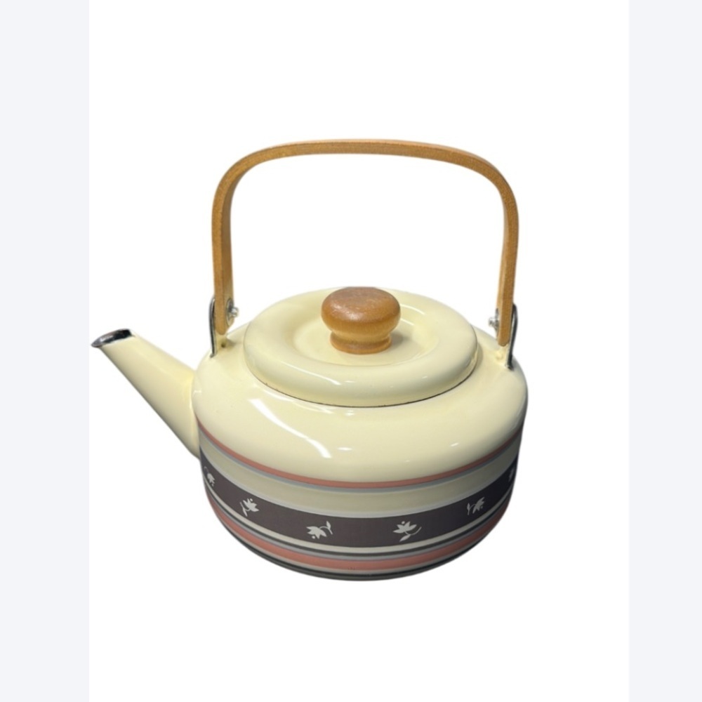 Vintage 1984 Monte Carlo Teapot | Floral Enamel | Farmhouse Kitchen